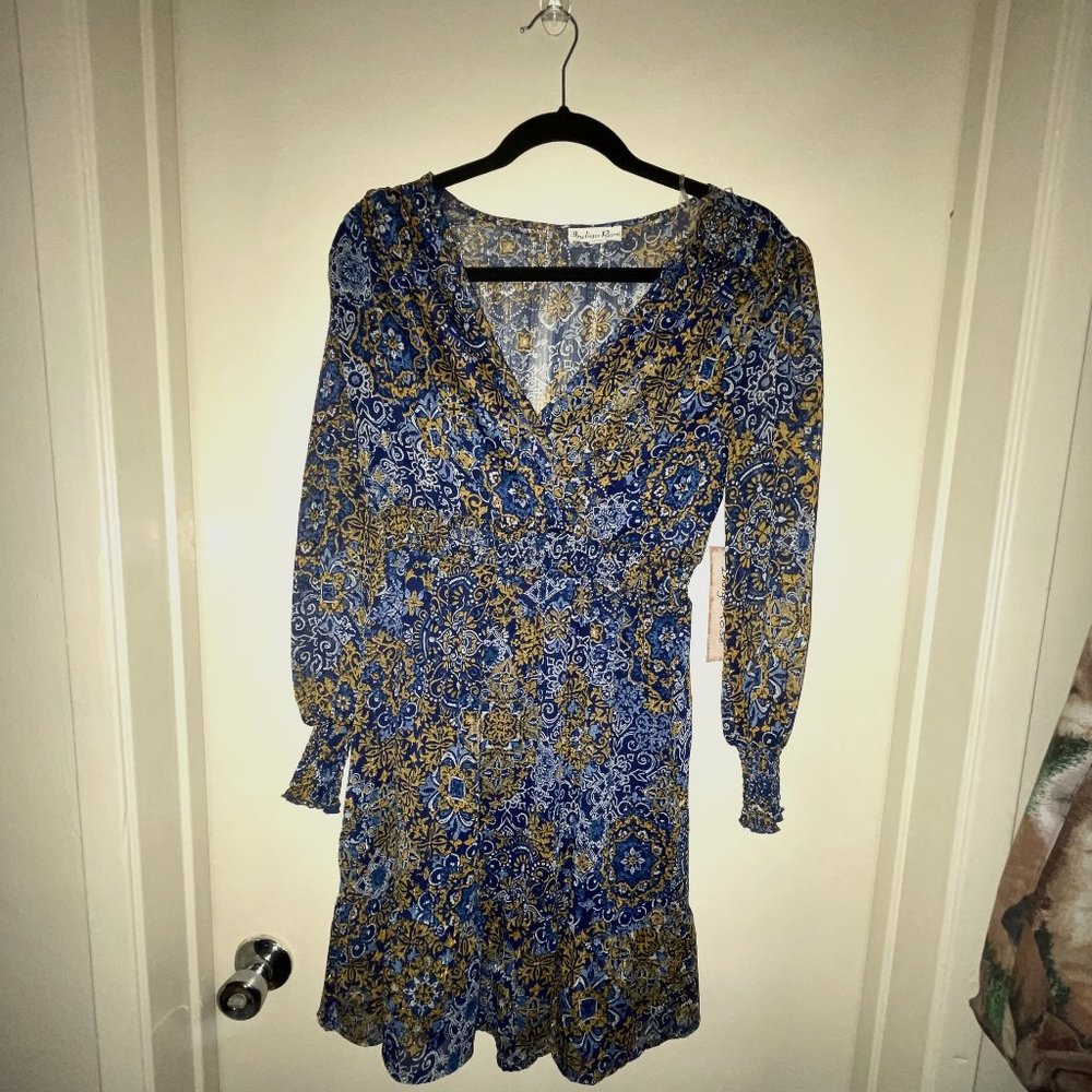 Indigo Rose Blue and Yellow Dress SZ Small